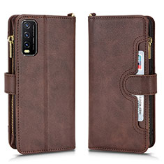 Coque Portefeuille Livre Cuir Etui Clapet BY2 pour Vivo Y20s G Marron