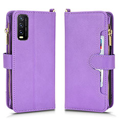 Coque Portefeuille Livre Cuir Etui Clapet BY2 pour Vivo Y20s G Violet