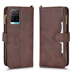 Coque Portefeuille Livre Cuir Etui Clapet BY2 pour Vivo Y21a Marron