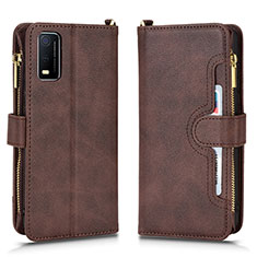 Coque Portefeuille Livre Cuir Etui Clapet BY2 pour Vivo Y3s (2021) Marron