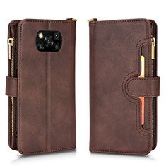 Coque Portefeuille Livre Cuir Etui Clapet BY2 pour Xiaomi Poco X3 NFC Marron