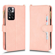 Coque Portefeuille Livre Cuir Etui Clapet BY2 pour Xiaomi Poco X4 NFC Or Rose