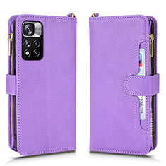 Coque Portefeuille Livre Cuir Etui Clapet BY2 pour Xiaomi Poco X4 NFC Violet