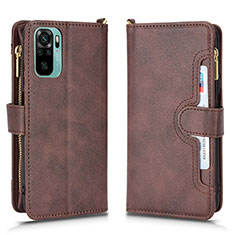 Coque Portefeuille Livre Cuir Etui Clapet BY2 pour Xiaomi Redmi Note 10 4G Marron