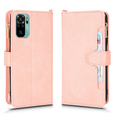 Coque Portefeuille Livre Cuir Etui Clapet BY2 pour Xiaomi Redmi Note 10 4G Or Rose