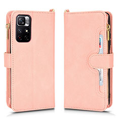 Coque Portefeuille Livre Cuir Etui Clapet BY2 pour Xiaomi Redmi Note 11 5G Or Rose