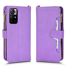 Coque Portefeuille Livre Cuir Etui Clapet BY2 pour Xiaomi Redmi Note 11 5G Violet