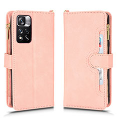 Coque Portefeuille Livre Cuir Etui Clapet BY2 pour Xiaomi Redmi Note 11 Pro+ Plus 5G Or Rose