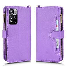 Coque Portefeuille Livre Cuir Etui Clapet BY2 pour Xiaomi Redmi Note 11 Pro+ Plus 5G Violet