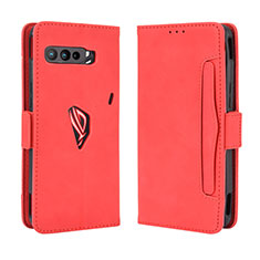 Coque Portefeuille Livre Cuir Etui Clapet BY3 pour Asus ROG Phone 3 Rouge