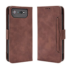 Coque Portefeuille Livre Cuir Etui Clapet BY3 pour Asus ROG Phone 6 Marron