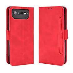 Coque Portefeuille Livre Cuir Etui Clapet BY3 pour Asus ROG Phone 6 Rouge