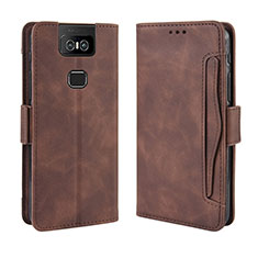 Coque Portefeuille Livre Cuir Etui Clapet BY3 pour Asus Zenfone 6 ZS630KL Marron