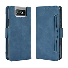 Coque Portefeuille Livre Cuir Etui Clapet BY3 pour Asus Zenfone 7 Pro ZS671KS Bleu