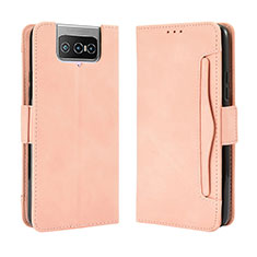 Coque Portefeuille Livre Cuir Etui Clapet BY3 pour Asus Zenfone 7 Pro ZS671KS Rose