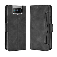 Coque Portefeuille Livre Cuir Etui Clapet BY3 pour Asus ZenFone 8 Flip ZS672KS Noir