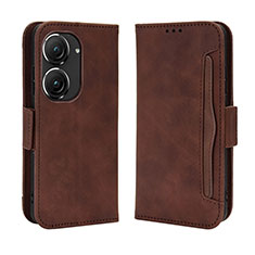 Coque Portefeuille Livre Cuir Etui Clapet BY3 pour Asus Zenfone 9 Marron