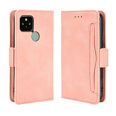 Coque Portefeuille Livre Cuir Etui Clapet BY3 pour Google Pixel 5 Rose