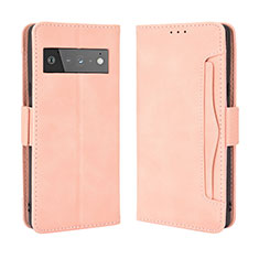 Coque Portefeuille Livre Cuir Etui Clapet BY3 pour Google Pixel 6 5G Rose