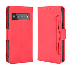 Coque Portefeuille Livre Cuir Etui Clapet BY3 pour Google Pixel 6 5G Rouge