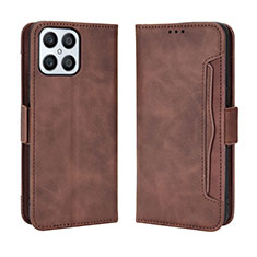 Coque Portefeuille Livre Cuir Etui Clapet BY3 pour Huawei Honor X8 4G Marron