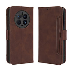 Coque Portefeuille Livre Cuir Etui Clapet BY3 pour Huawei Mate 50 Pro Marron