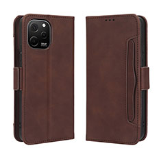 Coque Portefeuille Livre Cuir Etui Clapet BY3 pour Huawei Nova Y61 Marron