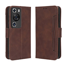 Coque Portefeuille Livre Cuir Etui Clapet BY3 pour Huawei P60 Marron