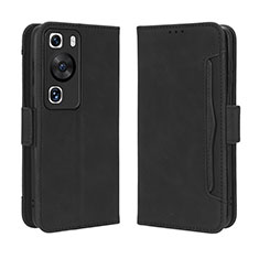 Coque Portefeuille Livre Cuir Etui Clapet BY3 pour Huawei P60 Pro Noir