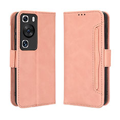 Coque Portefeuille Livre Cuir Etui Clapet BY3 pour Huawei P60 Rose