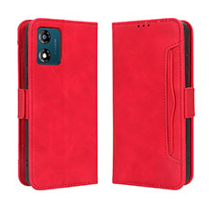 Coque Portefeuille Livre Cuir Etui Clapet BY3 pour Motorola Moto E13 Rouge