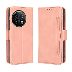 Coque Portefeuille Livre Cuir Etui Clapet BY3 pour OnePlus 11 5G Rose