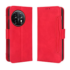 Coque Portefeuille Livre Cuir Etui Clapet BY3 pour OnePlus 11R 5G Rouge