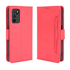 Coque Portefeuille Livre Cuir Etui Clapet BY3 pour Oppo A16 Rouge