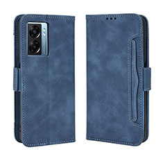 Coque Portefeuille Livre Cuir Etui Clapet BY3 pour Oppo A57 5G Bleu