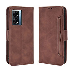 Coque Portefeuille Livre Cuir Etui Clapet BY3 pour Oppo A57 5G Marron