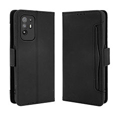 Coque Portefeuille Livre Cuir Etui Clapet BY3 pour Oppo F19 Pro+ Plus 5G Noir