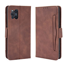 Coque Portefeuille Livre Cuir Etui Clapet BY3 pour Oppo Find X3 5G Marron