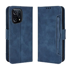 Coque Portefeuille Livre Cuir Etui Clapet BY3 pour Oppo Find X5 5G Bleu