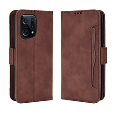 Coque Portefeuille Livre Cuir Etui Clapet BY3 pour Oppo Find X5 5G Marron