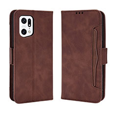 Coque Portefeuille Livre Cuir Etui Clapet BY3 pour Oppo Find X5 Pro 5G Marron