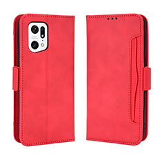 Coque Portefeuille Livre Cuir Etui Clapet BY3 pour Oppo Find X5 Pro 5G Rouge