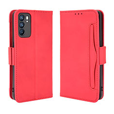 Coque Portefeuille Livre Cuir Etui Clapet BY3 pour Oppo Reno6 5G Rouge