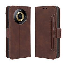 Coque Portefeuille Livre Cuir Etui Clapet BY3 pour Realme 11 Pro 5G Marron