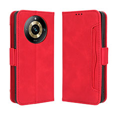 Coque Portefeuille Livre Cuir Etui Clapet BY3 pour Realme 11 Pro 5G Rouge