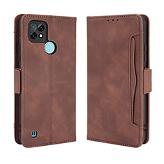 Coque Portefeuille Livre Cuir Etui Clapet BY3 pour Realme C21 Marron