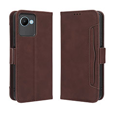 Coque Portefeuille Livre Cuir Etui Clapet BY3 pour Realme C30 Marron