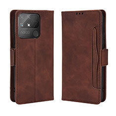 Coque Portefeuille Livre Cuir Etui Clapet BY3 pour Realme Narzo 50A Marron