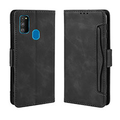 Coque Portefeuille Livre Cuir Etui Clapet BY3 pour Samsung Galaxy M21 Noir