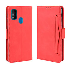 Coque Portefeuille Livre Cuir Etui Clapet BY3 pour Samsung Galaxy M21 Rouge